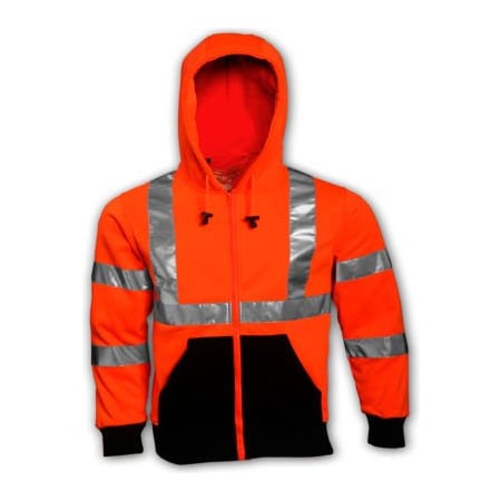 Tingley Hi-Vis Hooded Sweatshirt, Class 3, Type R, 100% polyester, Orange, SM S78129.SM